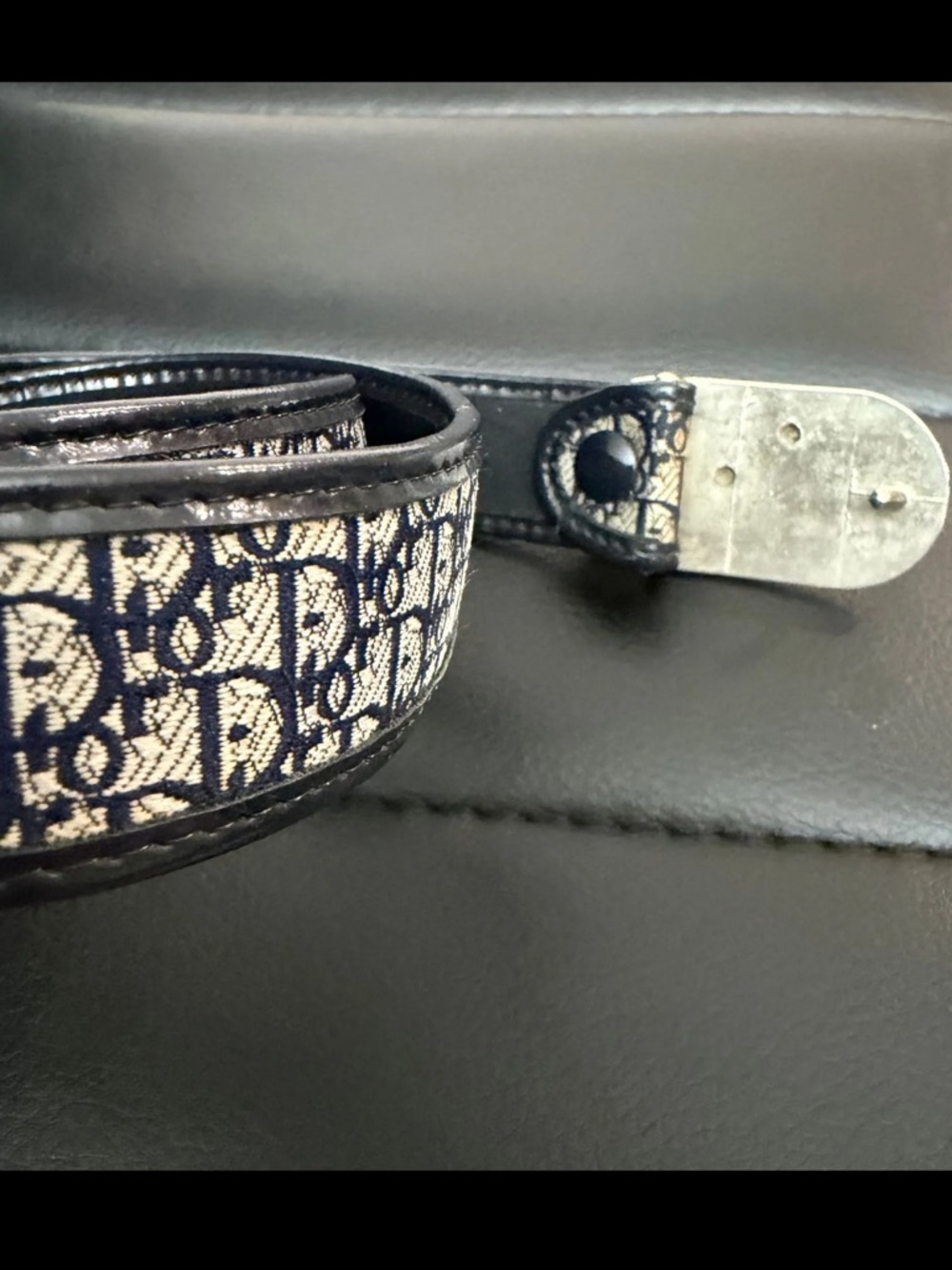 Dior Vintage Two-Toned Belt Navy 23.5”-27.5” - Picture 5 of 6